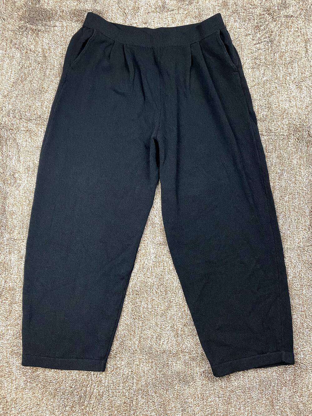 St John Basics Marie Gray Black Santana Knit Pull On Pants Womens 16 USA